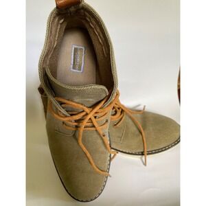 London Fog Mens Chukka Boots BrownCanvas Lace Up Ankle Booties